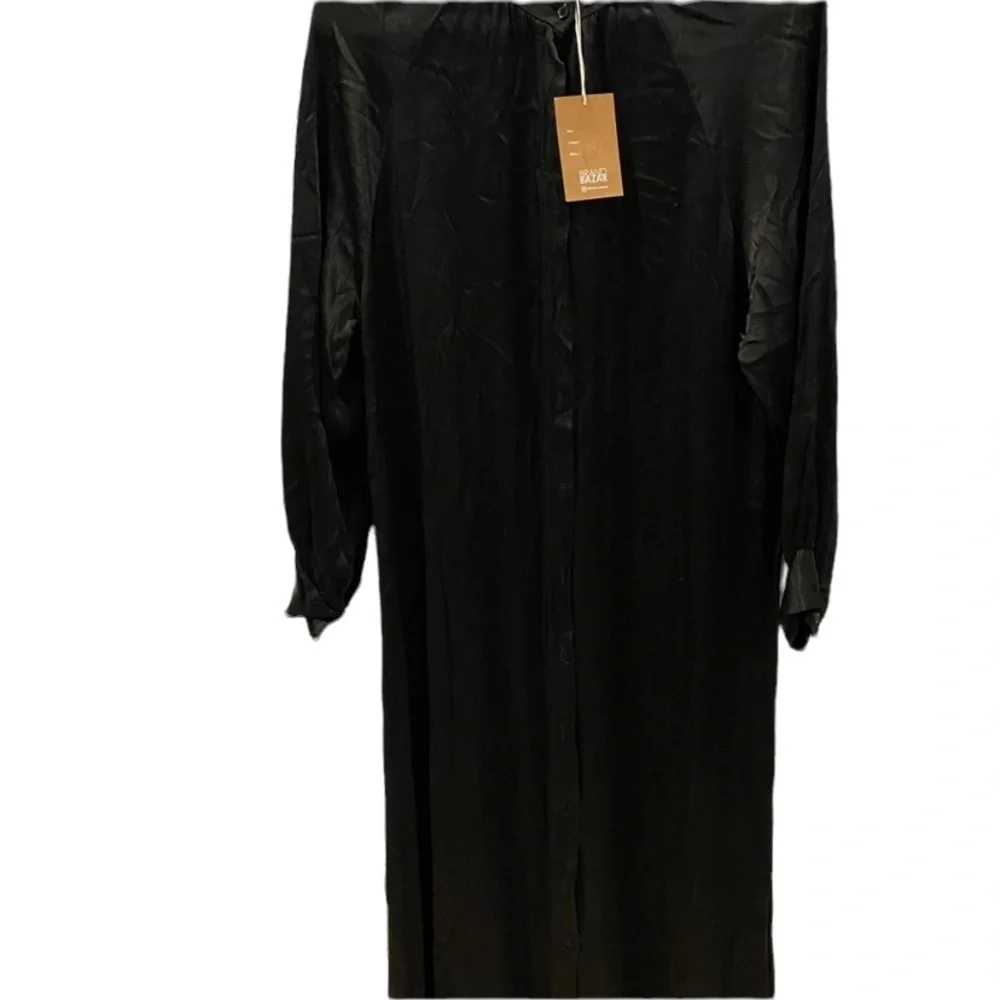 Brand Bazar Black Silk long robe - L - Picture 2 of 10